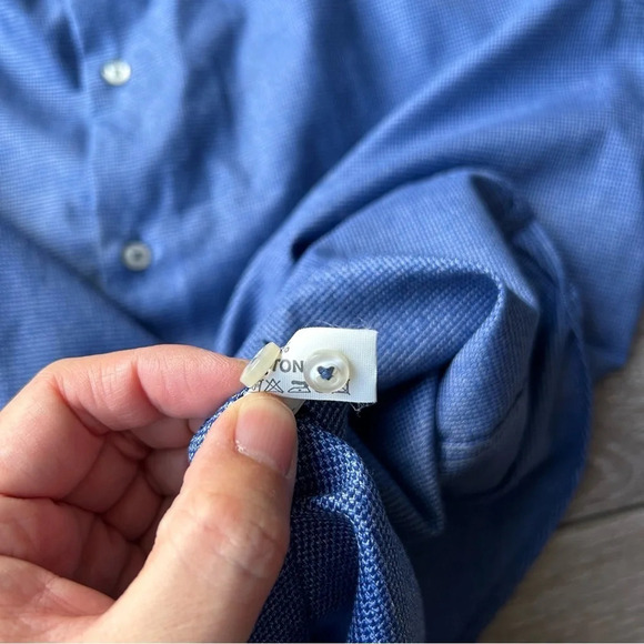 Linea In Blue Non Iron Slim Fit  Button Down Shirt Made in Italy - Picture 10 of 13